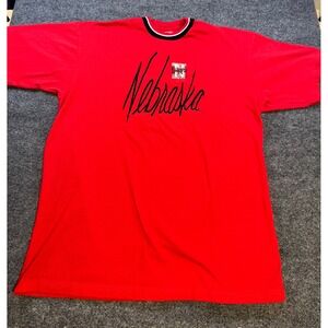 Vintage Legends Athletic Nebraska Huskers T-Shirt XL Red Made in USA Embroidered